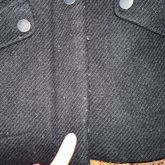 Faux Fur Hooded Black Coat With Snap Buttons & Pockets - Picture 4 of 10